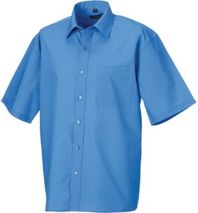Russell Collection RU935M - Camisa Homem R935M Popeline Manga Curta Corporate Blue