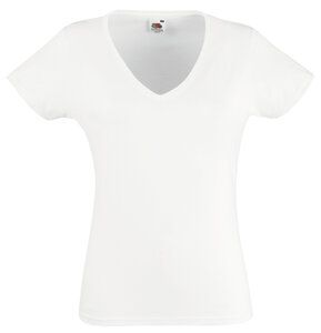 Fruit of the Loom SS047 - T-Shirt Mulher Valueweight Gola V Branco