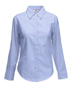 Fruit of the Loom SS001 - Camisa Mulher Oxford Manga Curta Oxford Blue