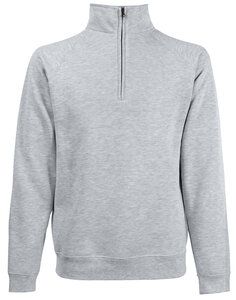 Fruit of the Loom SS830 - Sweatshirt Homem Com Gola Alta e Meio Zíper Cinzento matizado