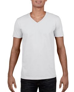Gildan GD010 - T-shirt Homem Gola V 64V00 Soft Style Branco