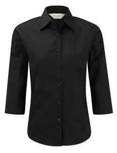 Russell J946F - Camisa de Mulher ¾ de manga easy care - fitted Preto