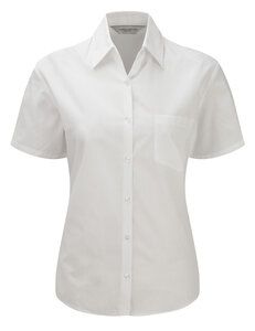 Russell J937F - Camisa de Mulher de manga curta - algodão popline puro, easycare