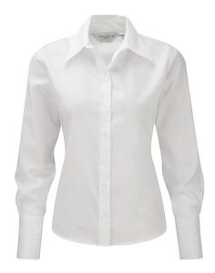 Russell J956F - Camisa de Mulher de manga comprida - ultimate non-iron shirt Branco