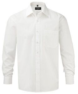 Russell J936M - Camisa de algodão e poplina de manga comprida - easycare Branco