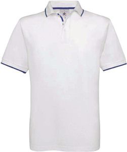 B&C CGPU413 - Polo Piqué Tipped Safran Sport Branco / Real