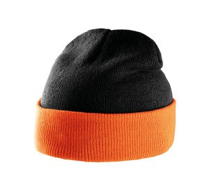 K-up KP514 - GORRO BICOLOR COM DOBRA Black / Orange