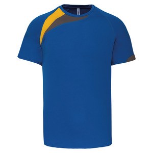 ProAct PA437 - T-SHIRT DE DESPORTO DE CRIANÇA DE MANGA CURTA Sporty Royal Blue / Sporty Yellow / Storm Grey