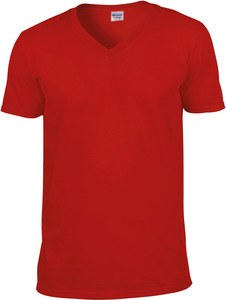 Gildan GI64V00 - T-shirt Homem Gola V 64V00 Soft Style Vermelho
