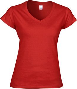 Gildan GI64V00L - T-shirt Mulher Gola V 64V00L Soft Style Vermelho