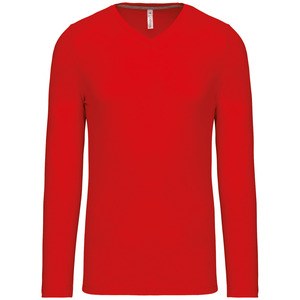 Kariban K358 - T-SHIRT MANGA COMPRIDA E DECOTE V Vermelho