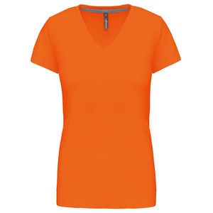 Kariban K381 - T-SHIRT DE SENHORA DE MANGA CURTA E DECOTE V Laranja