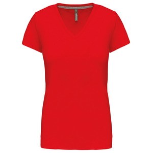 Kariban K381 - T-SHIRT DE SENHORA DE MANGA CURTA E DECOTE V Vermelho