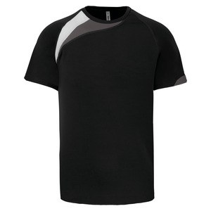 ProAct PA436 - T-SHIRT DE DESPORTO MANGA CURTA Black / White / Storm Grey