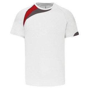 ProAct PA436 - T-SHIRT DE DESPORTO MANGA CURTA White / Sporty Red / Storm Grey