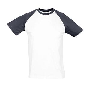 SOL'S 11190 - Funky T Shirt Bicolor Com Mangas Raglã Para Homem Branco / Azul marinho