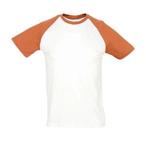 SOL'S 11190 - Funky T Shirt Bicolor Com Mangas Raglã Para Homem Branco / Laranja
