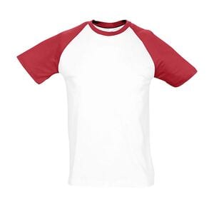 SOL'S 11190 - Funky T Shirt Bicolor Com Mangas Raglã Para Homem Branco / Vermelho