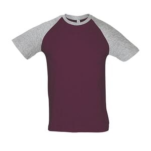 SOL'S 11190 - Funky T Shirt Bicolor Com Mangas Raglã Para Homem Cinzento matizado / Bordo