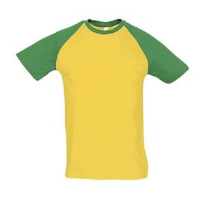 SOL'S 11190 - Funky T Shirt Bicolor Com Mangas Raglã Para Homem Amarelo / Verde Dos Prados