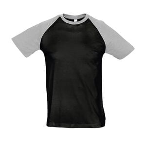 SOL'S 11190 - Funky T Shirt Bicolor Com Mangas Raglã Para Homem Preto / Cinzenta matizado