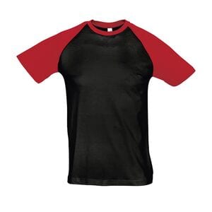 SOL'S 11190 - Funky T Shirt Bicolor Com Mangas Raglã Para Homem Preto / Vermelho