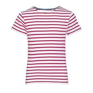 SOL'S 01400 - MILES KIDS T Shirt às Riscas De Gola Redonda Para Criança Branco / Vermelho