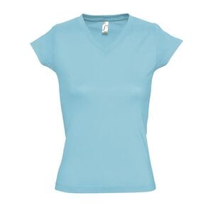 SOL'S 11388 - MOON T Shirt Com Gola Em «V» Para Senhora Azul atol