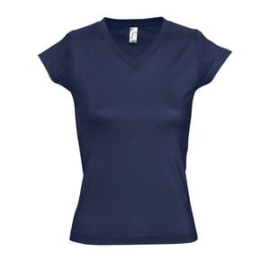 SOL'S 11388 - MOON T Shirt Com Gola Em «V» Para Senhora Azul profundo