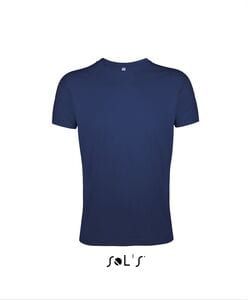 SOL'S 00553 - REGENT FIT T Shirt Justa De Gola Redonda Para Homem Azul profundo