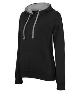Kariban K465 - Sweatshirt de senhora com capuz em contraste Black / Fine Grey
