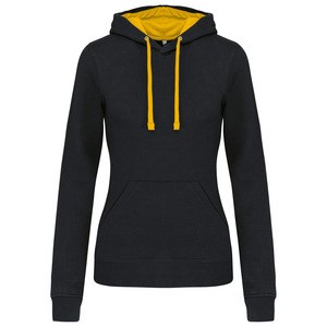 Kariban K465 - Sweatshirt de senhora com capuz em contraste Black / Yellow