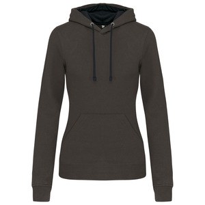 Kariban K465 - Sweatshirt de senhora com capuz em contraste Cinzento escuro / Preto