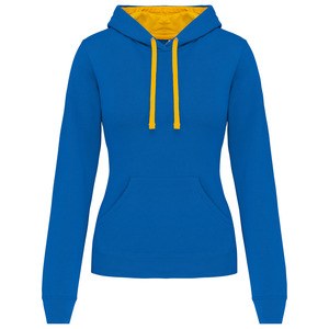 Kariban K465 - Sweatshirt de senhora com capuz em contraste Light Royal Blue / Yellow