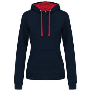 Kariban K465 - Sweatshirt de senhora com capuz em contraste Navy / Red