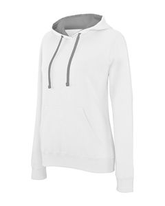 Kariban K465 - Sweatshirt de senhora com capuz em contraste White / Fine Grey