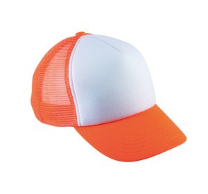 K-up KP143 - BONÉ TRUCKER CRIANÇA - 5 PAINÉIS White / Fluorescent Orange