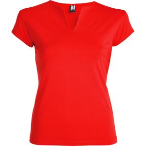 Roly CA6532 - BELICE T-shirt feminina cintada de gola redonda com abertura em V Vermelho