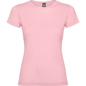 Roly CA6627 - JAMAICA T-shirt feminina cintada com gola redonda dupla em ponto canelado 1x1 Cor-de-rosa pálida