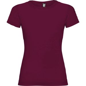 Roly CA6627 - JAMAICA T-shirt feminina cintada com gola redonda dupla em ponto canelado 1x1 Borgonha