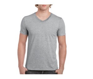 Gildan GN646 - Camiseta masculina com decote em V 100% algodão Sport Cinza