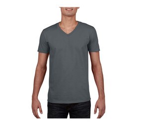 Gildan GN646 - Camiseta masculina com decote em V 100% algodão Carvão vegetal