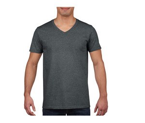 Gildan GN646 - Camiseta masculina com decote em V 100% algodão Dark Heather