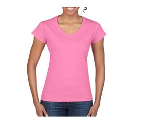 Gildan GN647 - Camiseta feminina com decote em V 100% algodão Azaléa