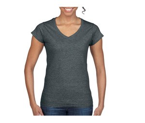 Gildan GN647 - Camiseta feminina com decote em V 100% algodão Dark Heather