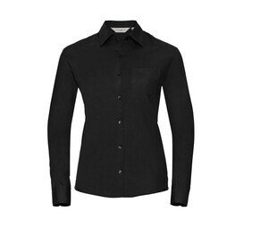 Russell Collection JZ36F - Camisa De Senhora De Manga Comprida Em Algodão Puro - Easy Care Poplin