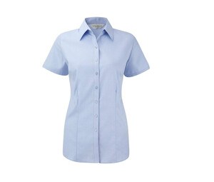 Russell Collection JZ63F - Camisa De Senhora De Manga Curta Herringbone