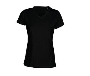 SANS Étiquette SE634 - T-shirt de senhora de gola em V sem etiqueta Preto