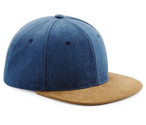 Beechfield BF668 - Snapback com Pala de Camurça Denim Blue