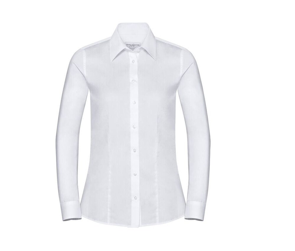 Russell Collection JZ62F - Camisa De Senhora De Manga Comprida - Easy Care Oxford